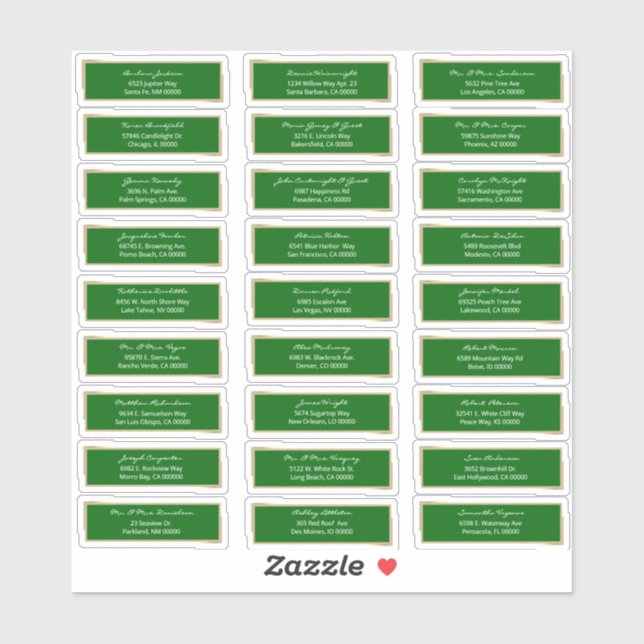  Emerald Green Wedding Guests pre printed Address  Sticker (Sheet)