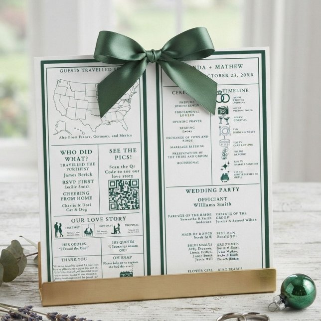 Emerald Green Wedding Infographic Program (Creator Uploaded)