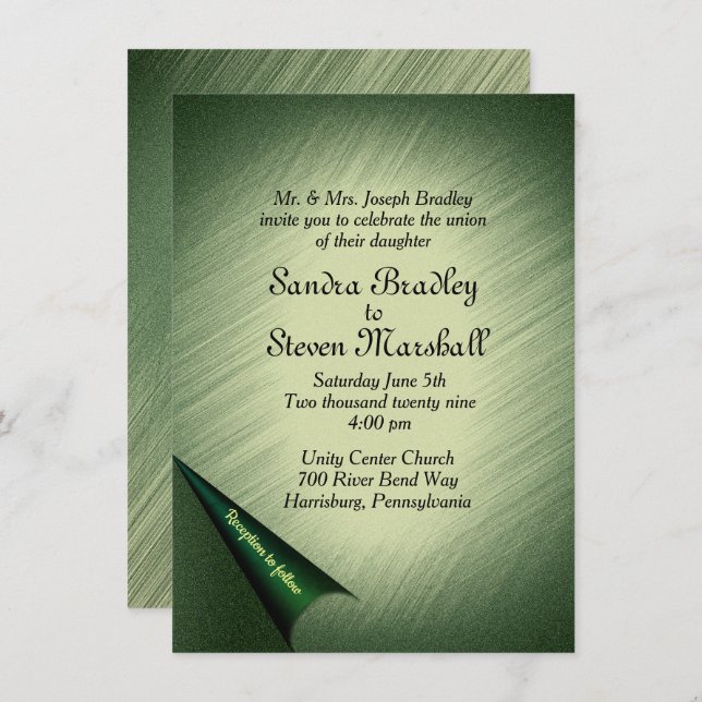 Emerald Green Wedding Invitation (Front/Back)