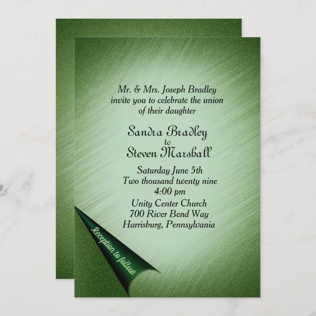 Emerald Green Wedding Invitation (Front/Back)