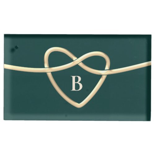 Emerald Green Wedding Monogram Place Card Holder