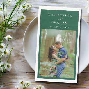 Emerald Green Wedding Personalized Photo Paper Guest Towels