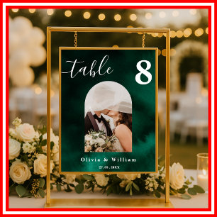 Emerald Green Wedding PHOTO Table Number Poster