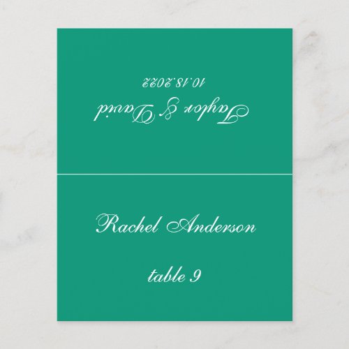 Emerald Green Wedding Place Card with Guest Name