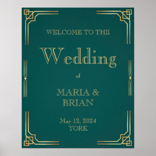 Emerald Green Wedding Poster Art Deco