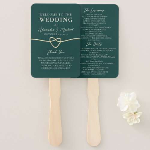 Emerald Green Wedding Program Hand Fan