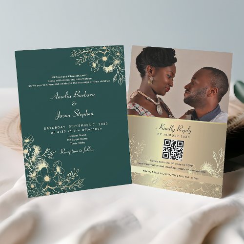 Emerald Green Wedding QR Code Invitation