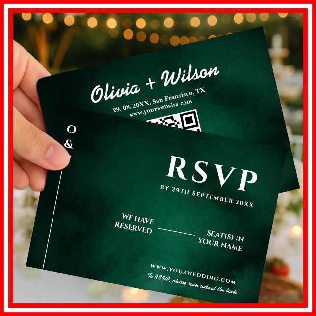 Emerald Green | Wedding QR RSVP Card (Creator Uploaded)