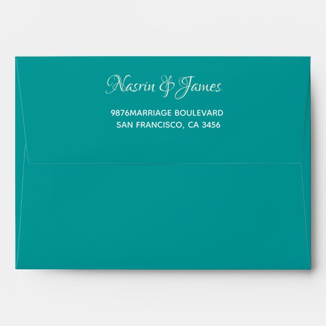 Emerald Green Wedding Return Address Envelope (Back (Top Flap))