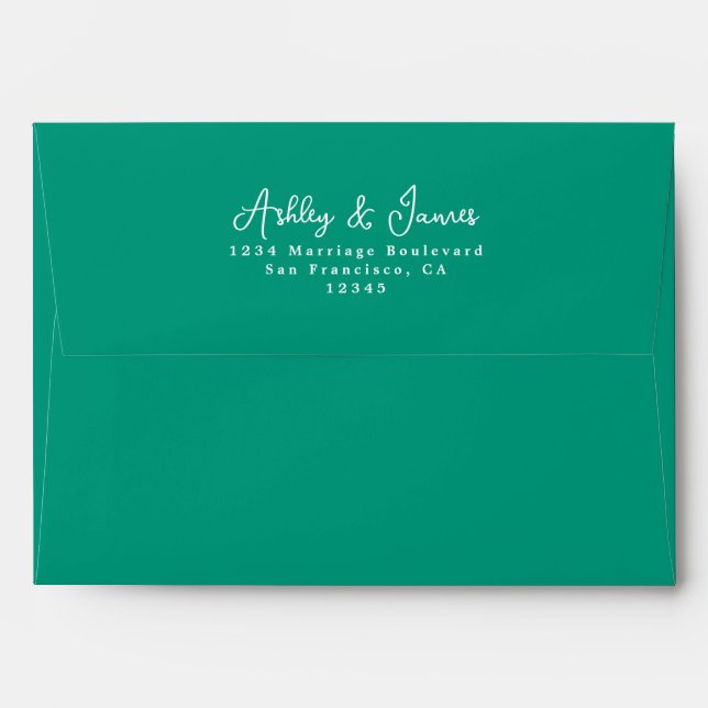 Emerald Green Wedding Return Address Envelope (Back (Top Flap))