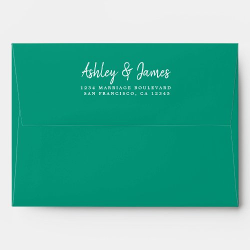Emerald Green Wedding Return Address Envelope