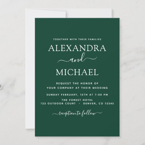 Emerald Green Wedding Romantic Photo Invitation