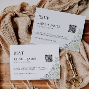 Emerald Green Wedding RSVP Card Template