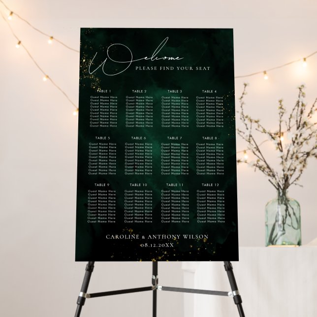 Emerald Green Wedding Seating Chart  Foam Board (In Situ (Stand))