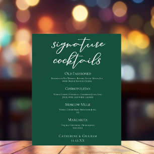 Emerald Green Wedding Signature Cocktails Bar Menu Foam Board
