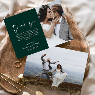 Emerald Green Wedding Thank You Photo Minimalist Card