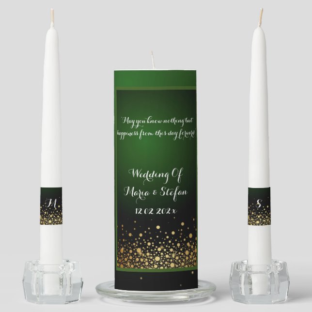Emerald Green Wedding Unity Candles   (Front)