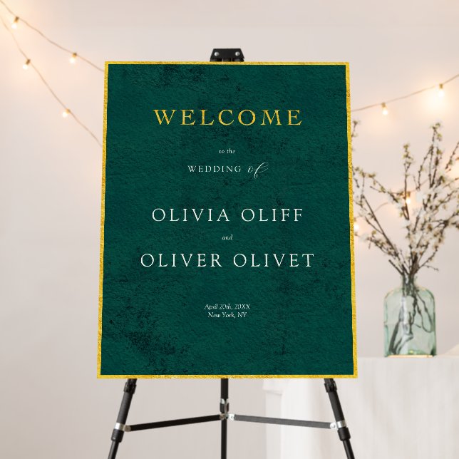 Emerald Green Wedding Welcome Foam Board (In Situ (Stand))
