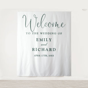Emerald Green Wedding Welcome Photo Backdrop