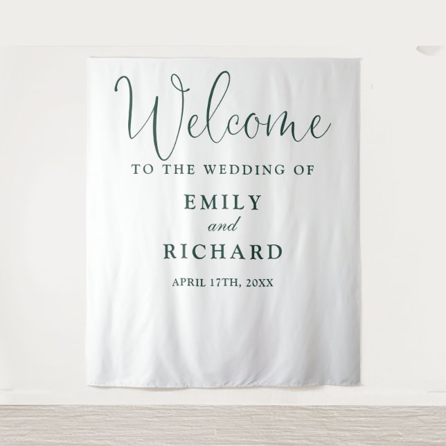 Emerald Green Wedding Welcome Photo Backdrop (Front)