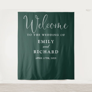 Emerald Green Wedding Welcome Photo Backdrop