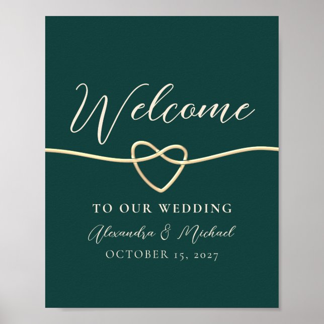 Emerald Green Wedding Welcome Poster (Front)