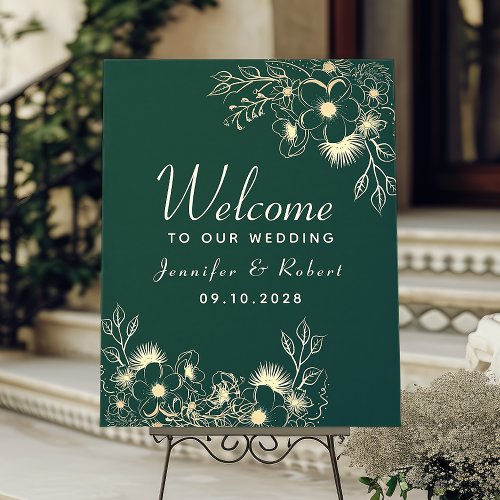 Emerald Green Wedding Welcome Poster