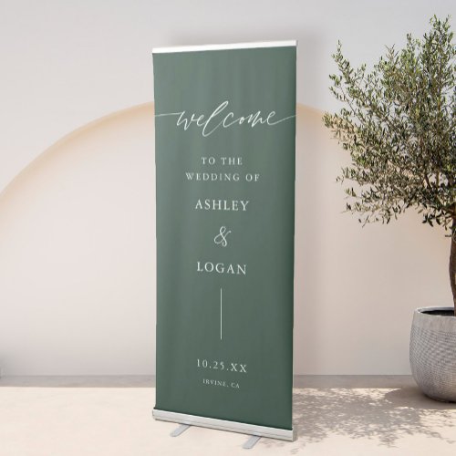 Emerald Green Welcome To Our Wedding Welcome Retractable Banner