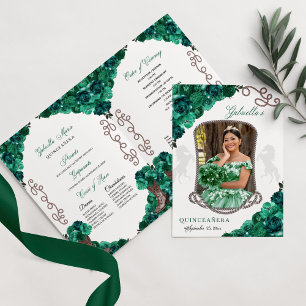 Emerald Green Western Charro Quinceañera Program