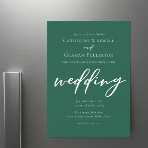 Emerald Green White Forest Wedding Magnetic Invitation