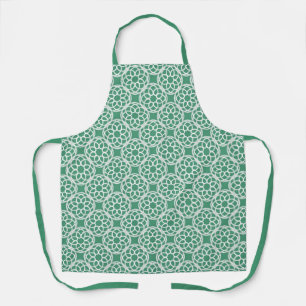 Emerald Green White Geometric Seamless Pattern Apron