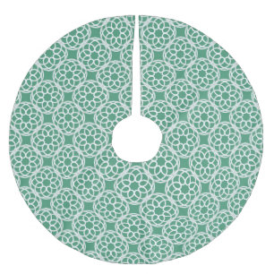Emerald Green White Geometric Seamless Pattern Brushed Polyester Tree Skirt