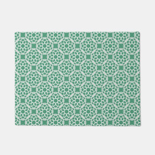 Emerald Green White Geometric Seamless Pattern Doormat