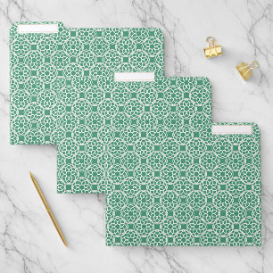 Emerald Green White Geometric Seamless Pattern File Folder