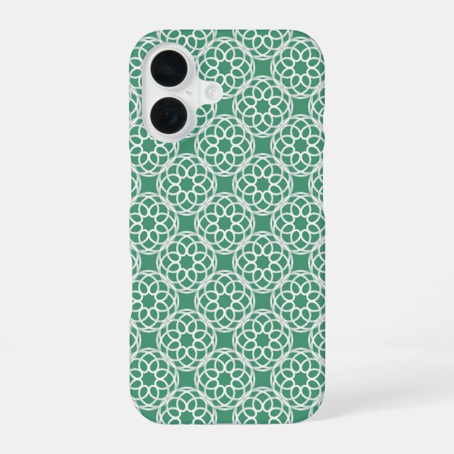 Emerald Green White Geometric Seamless Pattern Iphone Case (Back)