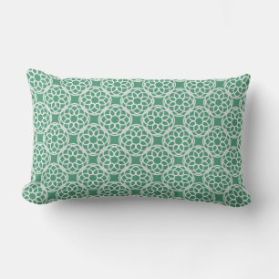 Emerald Green White Geometric Seamless Pattern Lumbar Pillow