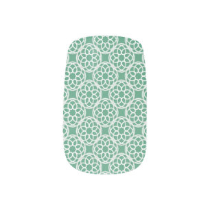 Emerald Green White Geometric Seamless Pattern Minx Nail Art