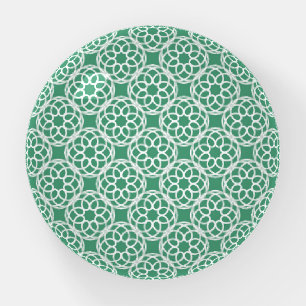 Emerald Green White Geometric Seamless Pattern Paperweight