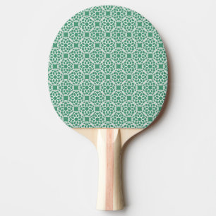 Emerald Green White Geometric Seamless Pattern Ping Pong Paddle