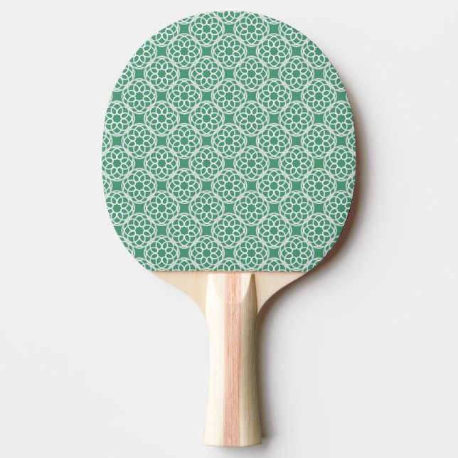 Emerald Green White Geometric Seamless Pattern Ping Pong Paddle (Front)