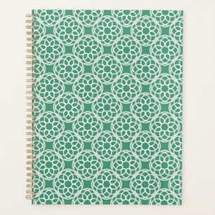 Emerald Green White Geometric Seamless Pattern Planner