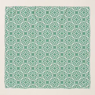 Emerald Green White Geometric Seamless Pattern Scarf