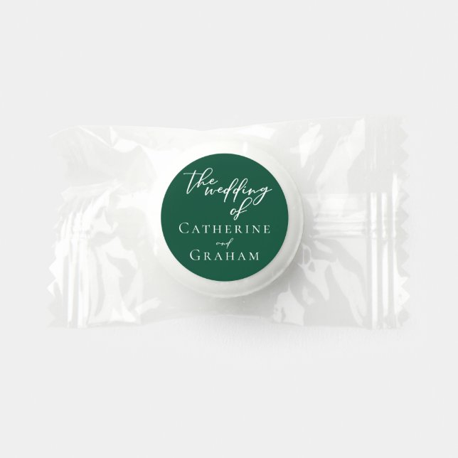 Emerald Green White Personalized Wedding Life Saver® Mints (Front)