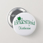 Emerald Green, White Shamrock Bridesmaid Button (Front & Back)