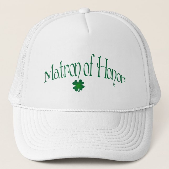 Emerald Green, White Shamrock Matron of Honor Cap (Front)