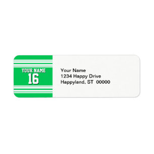 Emerald Green White Team Jersey Custom Number Name Label