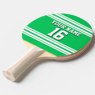 Emerald Green White Team Jersey Custom Number Name Ping Pong Paddle