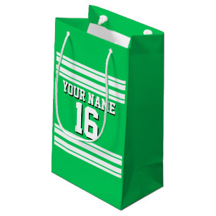 Emerald Green White Team Jersey Custom Number Name Small Gift Bag
