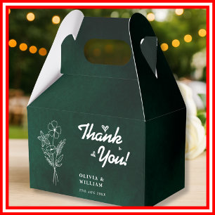 Emerald Green Wildflower Wedding Thank You Favor Boxes