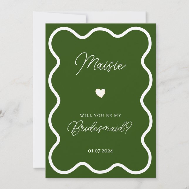 Emerald green will you be my bridesmaid proposal invitation (Front)